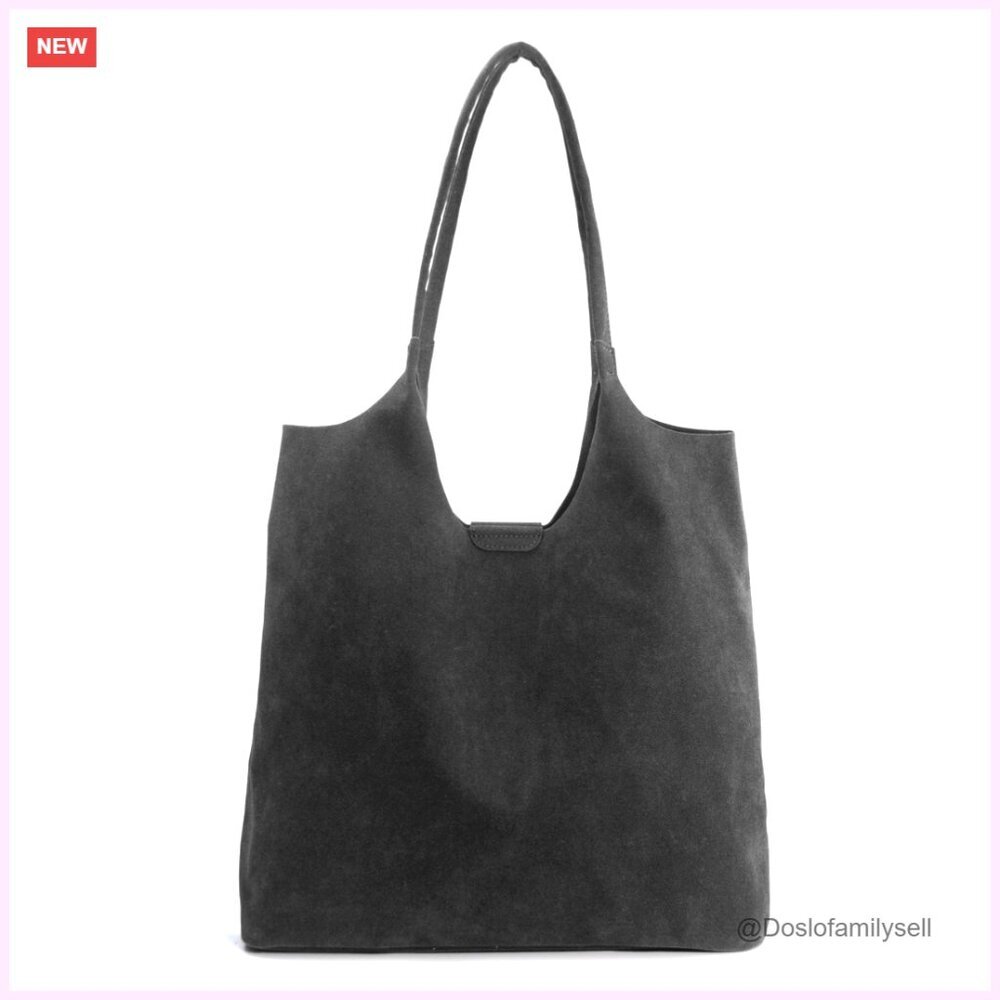Faux Suede Tote Bag Hobo Handbag Magnetic Closure Casual Vegan Leather Purse